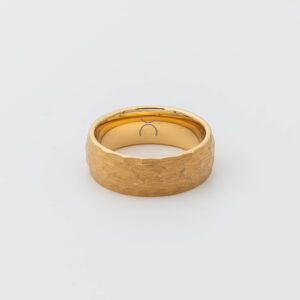 Wide Gold Hammered Tungsten Band