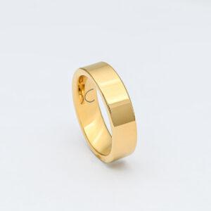 18K Gold Tungsten Pipe Cut ring 6mm
