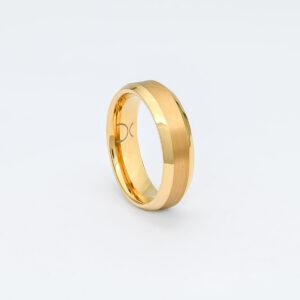 6mm gold tungsten band brushed bevelled